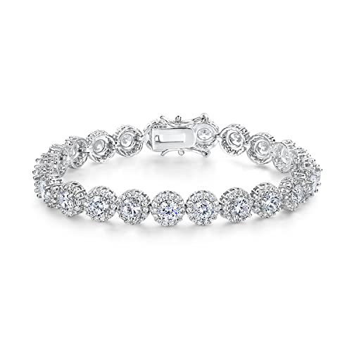 Gemsme Tennis Bracelet for Women 1 Row 18K White Gold Plated 5mm Round Cubic Zirconia Bracelets - Image 1