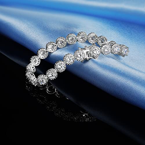 Gemsme Tennis Bracelet for Women 1 Row 18K White Gold Plated 5mm Round Cubic Zirconia Bracelets - Image 5