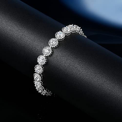Gemsme Tennis Bracelet for Women 1 Row 18K White Gold Plated 5mm Round Cubic Zirconia Bracelets - Image 4