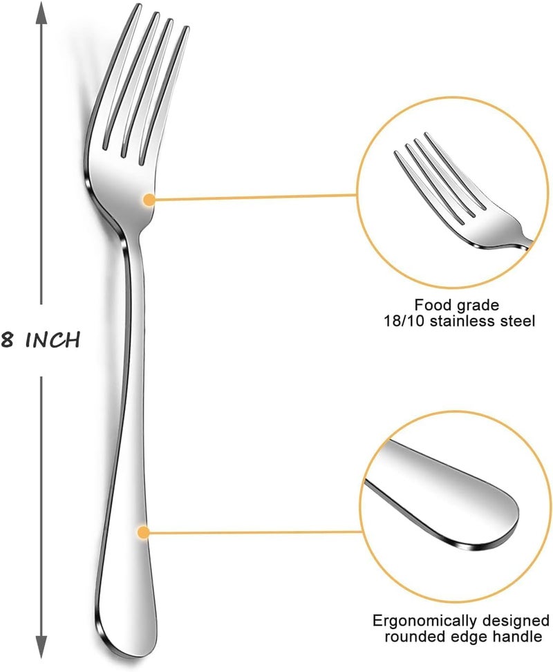 tiokin Dinner Forks Set8 Inches Set of 6 Food Grade Stainless Steel Silverware ForksTable ForksFlatware ForksMirror Finish Dishwasher SafeUse for HomeKitchen or Restaurant - Image 3