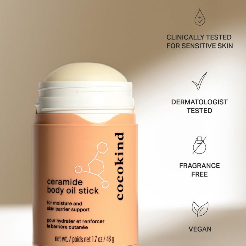 Cocokind Ceramide Body Oil Stick, Mess-Free Moisturizer, All Skin Types including Sensitive Skin, Fragrance Free, Cruelty Free, Vegan, 1.7 oz - Image 2