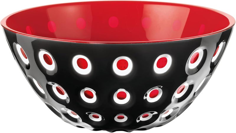 Guzzini Le Murrine 79 Bowl  Black  Red  3 Color Technology Chip Resistant  Unbreakable Reusable BPAFree Cereal Soup Fruits  Mixing Bowl for Kitchen Ingredients - Image 1