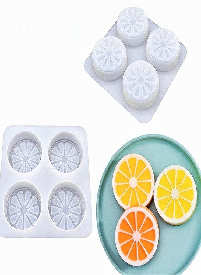 DD-life 2 Pcs 4 Cavity Lemon Slice Silicone Molds Orange Slice Silicone Molds for Handmade SoapCake Decorating DIY Fondant Candy Making Chocolate Pudding Mousse Cupcake Topper Birthday Party Moulds - Image 4