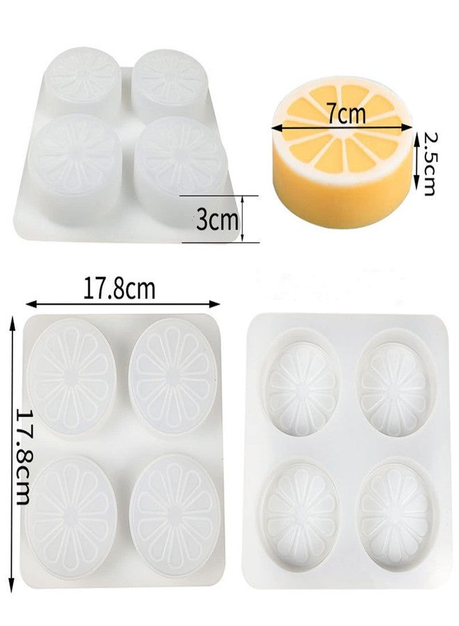 DD-life 2 Pcs 4 Cavity Lemon Slice Silicone Molds Orange Slice Silicone Molds for Handmade SoapCake Decorating DIY Fondant Candy Making Chocolate Pudding Mousse Cupcake Topper Birthday Party Moulds - Image 2