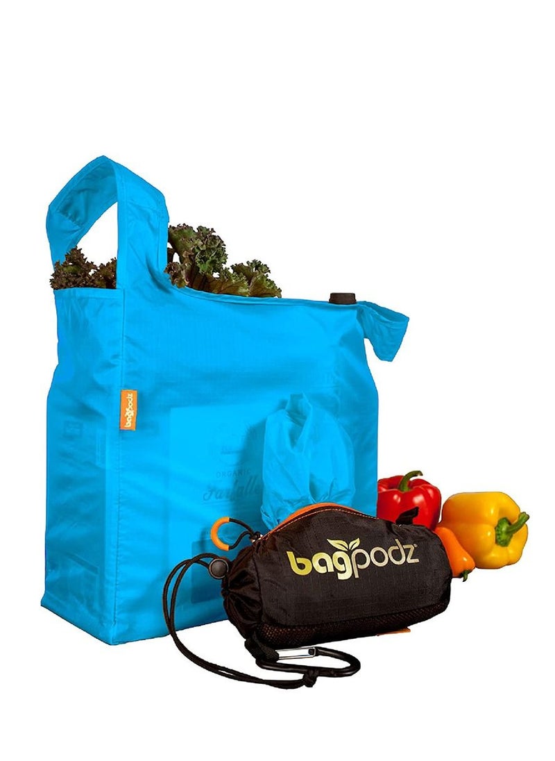 bagpodz 5 Pack Reusable Grocery Bags, Grocery Folding Tote Bag, Multipurpose Heavy Duty Shopping Cart Bag, Daily Utility Bag, Washable, 50 LBS Capacity, Blue Colour  - Image 3