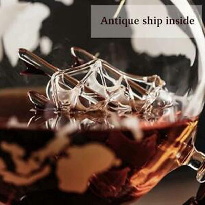 ويوبلز طقم إبريق ويسكي مع كأسين منقوشين على شكل كرة أرضية، موزع مشروبات كحولية للويسكي، سكوتش، بوربون، طقم هدايا - Image 5