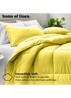 Home of linens Cotton - Plain - Heavy Comforter - 4Kgs - Down Alternative Filling - (For Matress 180cm/200cm) - Size  (250cm x 240cm) - Lemon  - Image 2