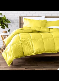 Home of linens Cotton - Plain - Heavy Comforter - 4Kgs - Down Alternative Filling - (For Matress 180cm/200cm) - Size  (250cm x 240cm) - Lemon  - Image 1