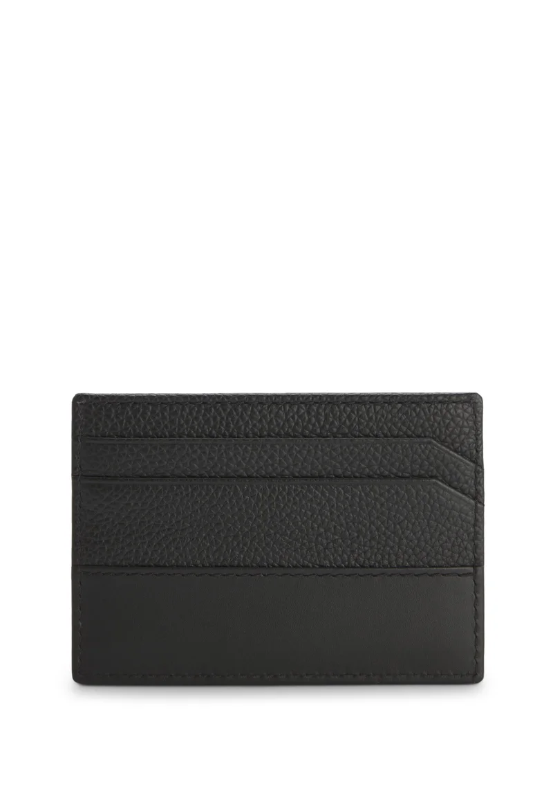 HUGO Black Leather card holder with stacked-logo trim for Men | Best Price UAE