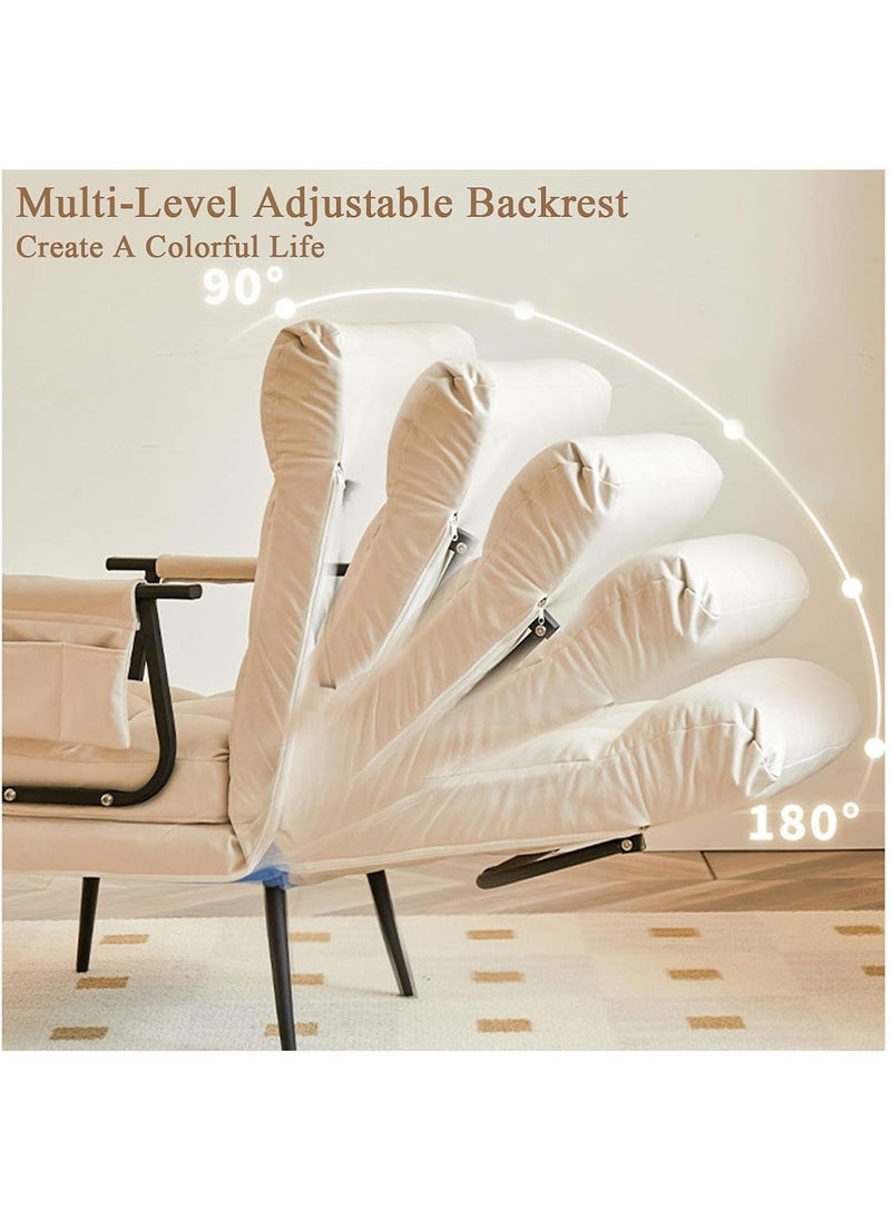 GT-Wheel - Folding Sofa Recliner Arm Chair Convertible Sofa Bed Sleeper Chair 5 Position Adjustable Backrest - Image 1