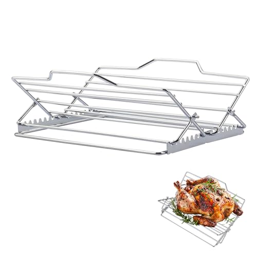 Linatikou Adjustable Roasting Rack for 9x13 Pan Stainless Steel Turkey Rack Insert Fits Oven Smoker Grill Dishwasher Safe NonStick - Image 1