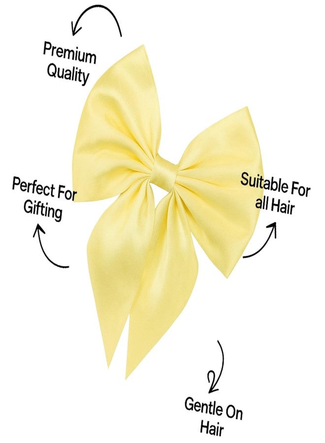 ANNACREATIONS ANNA CREATIONS 6 Pc Fashion Satin Hair Bows Clip Hair Ribbons for Women and Girls Large Vintage Hair Hair Accessories Big Ribbon Bow Clip - Image 3