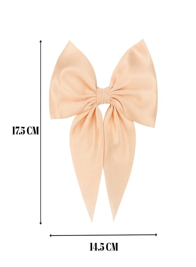 ANNACREATIONS ANNA CREATIONS 6 Pc Fashion Satin Hair Bows Clip Hair Ribbons for Women and Girls Large Vintage Hair Hair Accessories Big Ribbon Bow Clip - Image 2