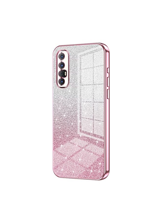 HuHa Case Cover For OPPO Reno3 Pro Gradient Glitter Powder Electroplated Phone Case Pink 