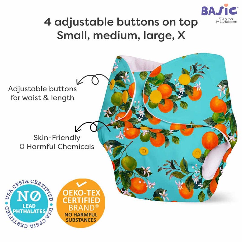 SuperBottoms Basic Peaches Print diaper with soaker | BASIC Bed Protecting Mat Breezy blue print Medium size - Bed & Floor Protector/Playmat, Super Light-Weight, 8.5X Absorbent - Image 4