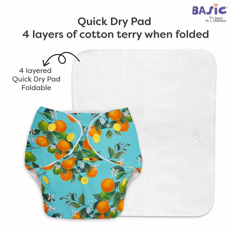 SuperBottoms Basic Peaches Print diaper with soaker | BASIC Bed Protecting Mat Breezy blue print Medium size - Bed & Floor Protector/Playmat, Super Light-Weight, 8.5X Absorbent - Image 3