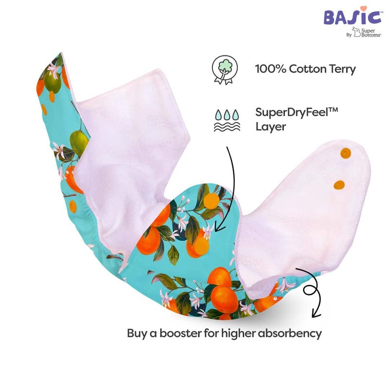 SuperBottoms Basic Peaches Print diaper with soaker | BASIC Bed Protecting Mat Breezy blue print Medium size - Bed & Floor Protector/Playmat, Super Light-Weight, 8.5X Absorbent - Image 5