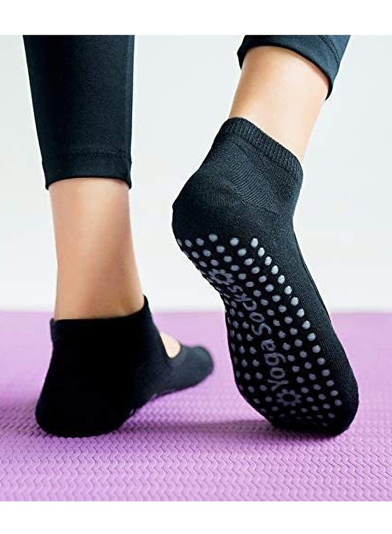 SOLARAE Ladies Anti-Slip Yoga and Pilates Socks, Professional Grip Socks for Dance and Fitness, Backless Design for Enhanced Stability and Performance. - Image 4