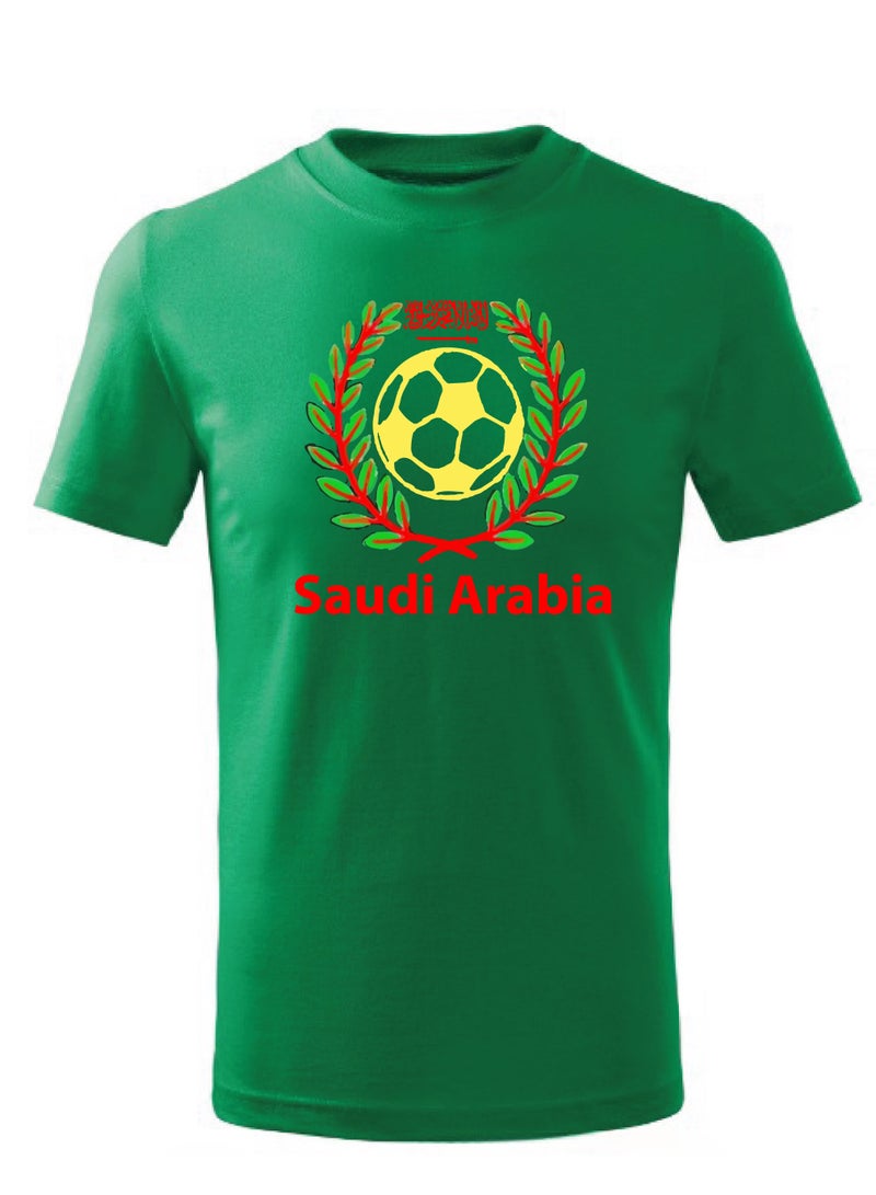 Saudi Arabia Football Team World Fans printed T shirts Supporting The Team Football Team Jersey T shirts For Men | Women | Kids to win the cup (Green)  - Image 1
