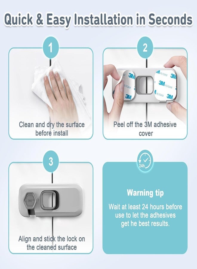 VishBin Child Proof Refrigerator Lock, Baby Proofing Cabinet Locks, Oven Lock Child Safety, Fridge Lock, for Fridge, Drawers, Dishwasher, Oven, Cupboard, Closet, Adhesive, No Tools Need - Image 3