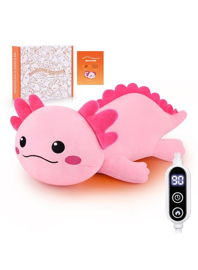 Auspicious beginning Electric Heating Pad for Period Cramps, 14'' Cuddly Pink Axolotl Plush with a Hot Soft Belly USB Powered, Menstrual Heating Pad Neck Shoulder Pain Relief, Gift for Daughter Wife Period Heating Pad - Image 1