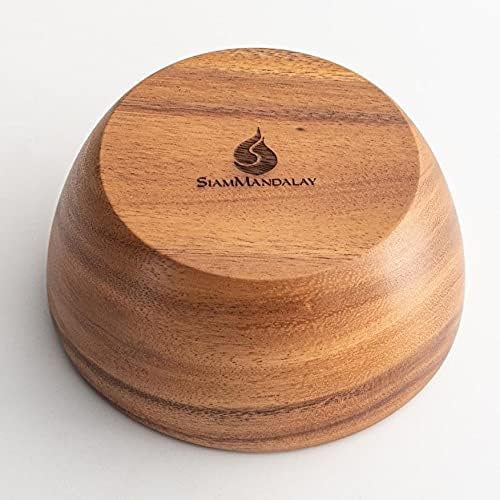 SiamMandalay Acacia Wooden Salad Bowls Set of 2 6 x 3 Individual Wood Serving Bowls for Fruits Cereal Salads or Snacks  Handmade from a Single Organic Piece of Acacia Wood Food Safe - Image 4