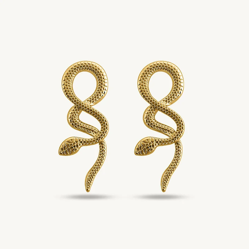 بالموناس PALMONAS Gold Snake Drop Earrings for Women | 18K Gold Plated, Waterproof & Anti-Tarnish