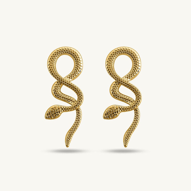 PALMONAS 18k Gold Tone Plated Gold Snake Drop Earrings
 for Women - Image 1
