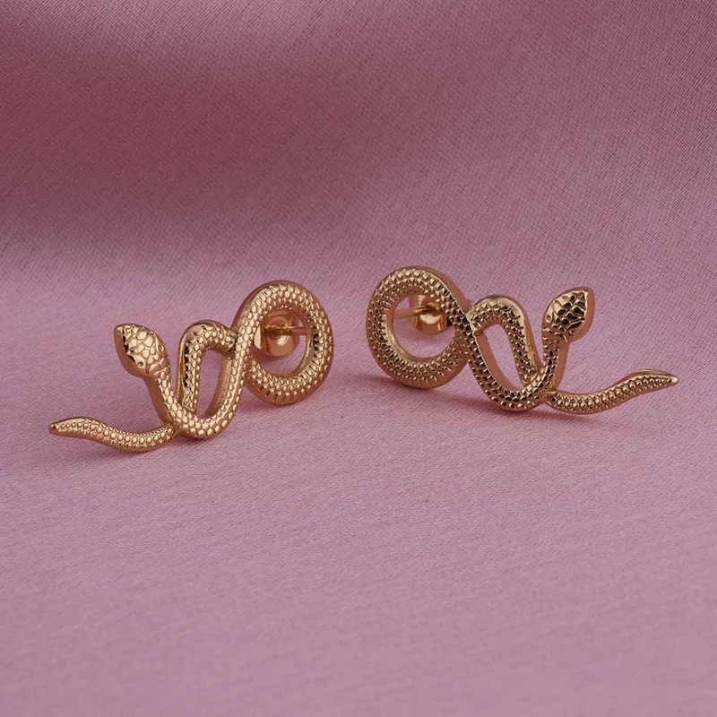بالموناس PALMONAS Gold Snake Drop Earrings for Women | 18K Gold Plated, Waterproof & Anti-Tarnish