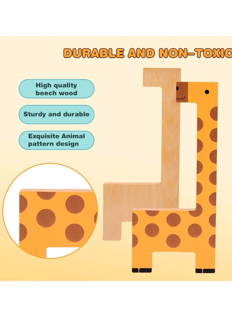 SYOSI ألغاز خشبية للأطفال الصغار ألعاب حيوانات كتل خشب الزان ألعاب تعليمية مونتيسوري للأطفال بعمر 3 سنوات مطابقة الأشكال لغز خشبي ثلاثي الأبعاد - Image 4