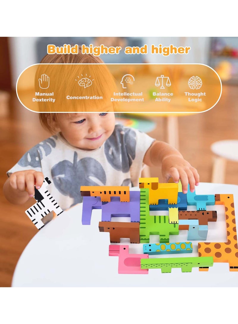 SYOSI ألغاز خشبية للأطفال الصغار ألعاب حيوانات كتل خشب الزان ألعاب تعليمية مونتيسوري للأطفال بعمر 3 سنوات مطابقة الأشكال لغز خشبي ثلاثي الأبعاد - Image 3