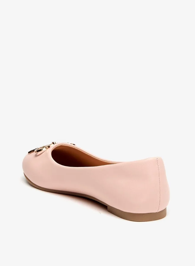 MISSY Girls Bow Accent Slip-On Round Toe Ballerina Shoes