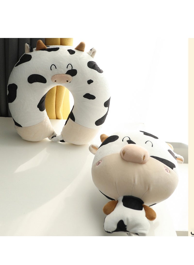 KASTWAVE Cow Pillow, U-shaped Pillow, Neck Pillow, Cartoon Cow Pillow, Deformed Pillow, Pillow, Neck Pillow, 2-in-1 Travel Pillow Convertible Kids Neck Pillow, for Airplane Traveling Sleeping (Bull)  - Image 4