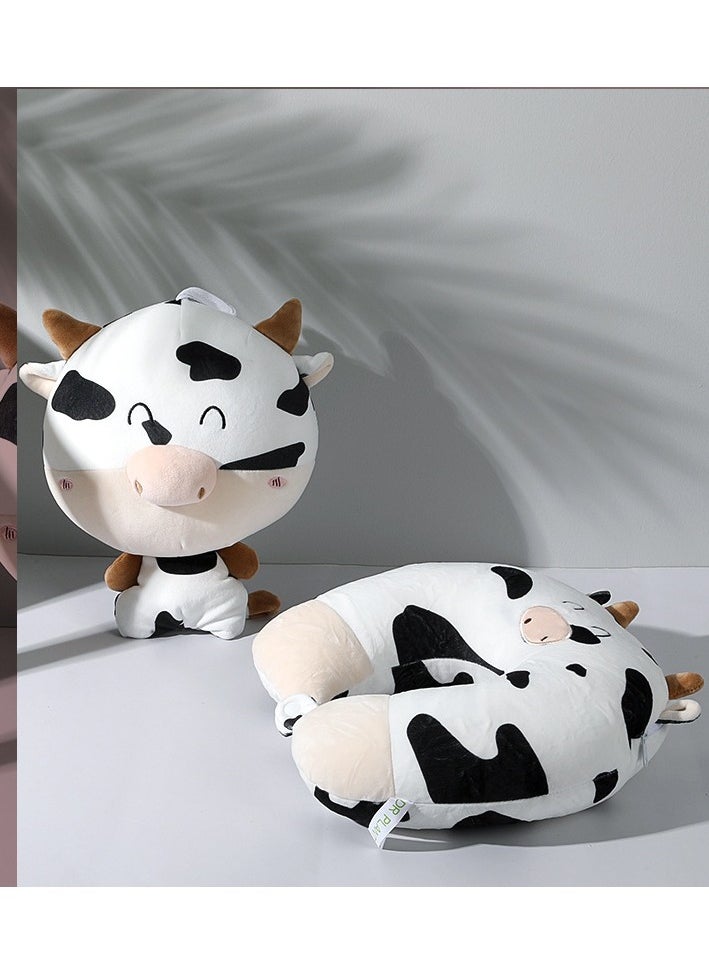 KASTWAVE Cow Pillow, U-shaped Pillow, Neck Pillow, Cartoon Cow Pillow, Deformed Pillow, Pillow, Neck Pillow, 2-in-1 Travel Pillow Convertible Kids Neck Pillow, for Airplane Traveling Sleeping (Bull)  - Image 3