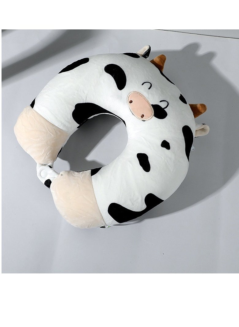 KASTWAVE Cow Pillow, U-shaped Pillow, Neck Pillow, Cartoon Cow Pillow, Deformed Pillow, Pillow, Neck Pillow, 2-in-1 Travel Pillow Convertible Kids Neck Pillow, for Airplane Traveling Sleeping (Bull)  - Image 5