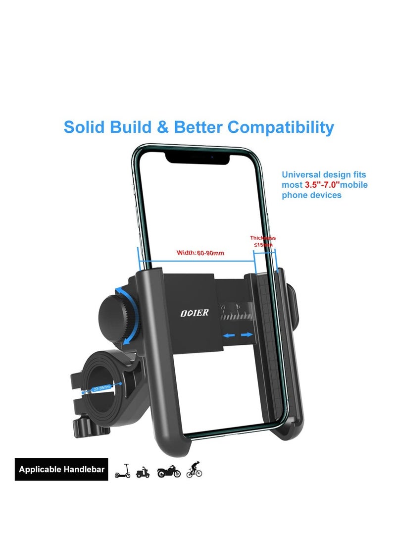 Bike Phone Mount Holder, Scooter Phone Mount, 360°Rotatable Handlebar Phone Holder, Adjustable Bicycle Motorcycle Scooter Handlebar Phone Clip Accessories, for 3.5"-7.0" Smartphone - Image 5