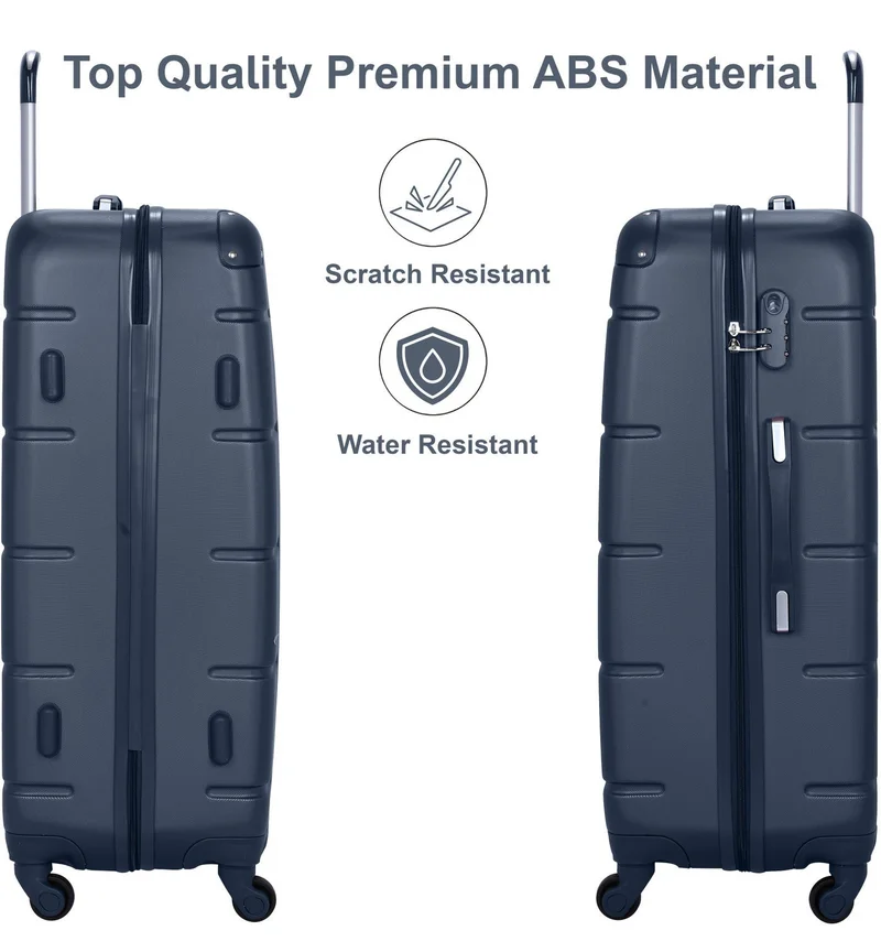 Senator Navy Blue Hard Case Travel Bags Trolley Luggage Set of 4 ABS Lightweight Suitcase with 4 Spinner Wheels A1012, Navy Blue  | Best Price UAE