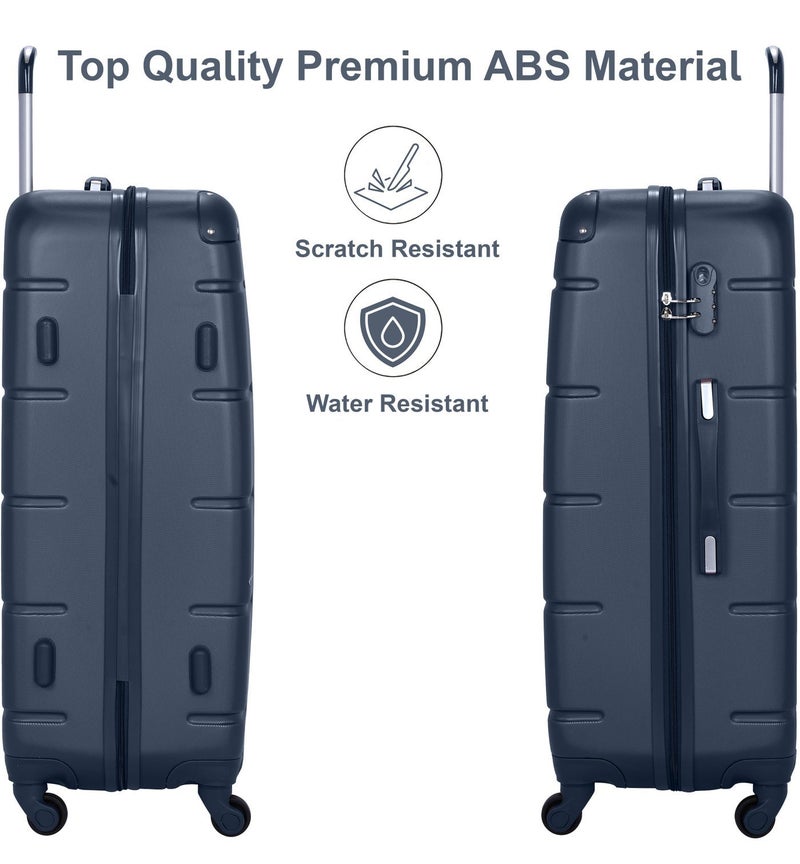 SENATOR Hard Case Travel Bags Trolley Luggage Set of 4 ABS Lightweight Suitcase with 4 Spinner Wheels A1012, Navy Blue - Image 4