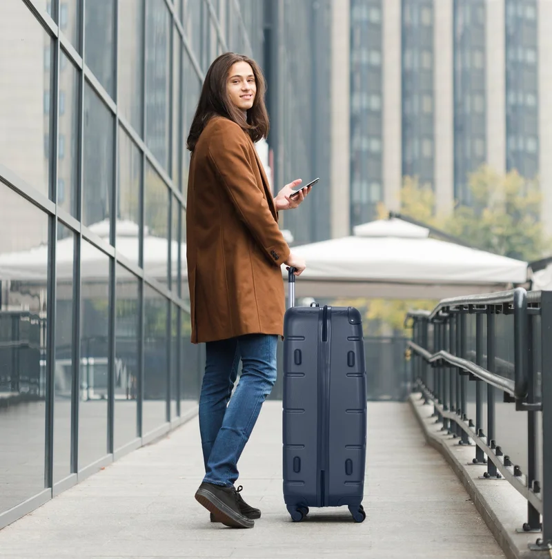 Senator Navy Blue Hard Case Travel Bags Trolley Luggage Set of 4 ABS Lightweight Suitcase with 4 Spinner Wheels A1012, Navy Blue  | Best Price UAE