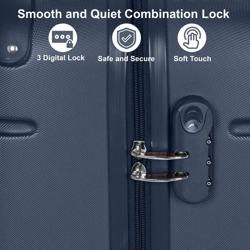 Senator Navy Blue Hard Case Travel Bags Trolley Luggage Set of 4 ABS Lightweight Suitcase with 4 Spinner Wheels A1012, Navy Blue  | Best Price UAE