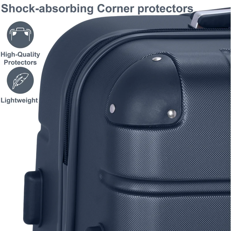 Senator Navy Blue Hard Case Travel Bags Trolley Luggage Set of 4 ABS Lightweight Suitcase with 4 Spinner Wheels A1012, Navy Blue  | Best Price UAE