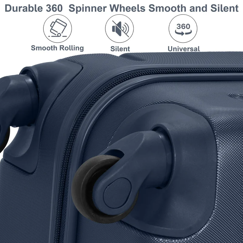 Senator Navy Blue Hard Case Travel Bags Trolley Luggage Set of 4 ABS Lightweight Suitcase with 4 Spinner Wheels A1012, Navy Blue  | Best Price UAE