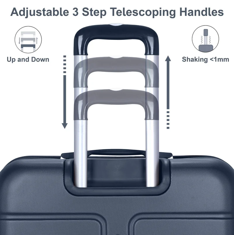 Senator Navy Blue Hard Case Travel Bags Trolley Luggage Set of 4 ABS Lightweight Suitcase with 4 Spinner Wheels A1012, Navy Blue  | Best Price UAE