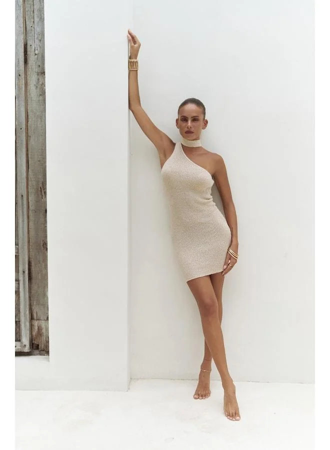 Bohemai  Budah Asymmetric Beige Mini Knit Dress. for Women | Best Price UAE