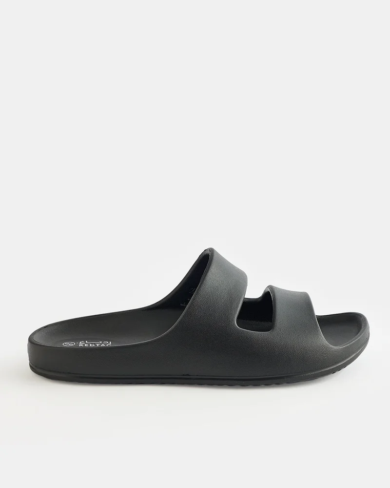 REDTAG Men Black Plain Moulded Slides