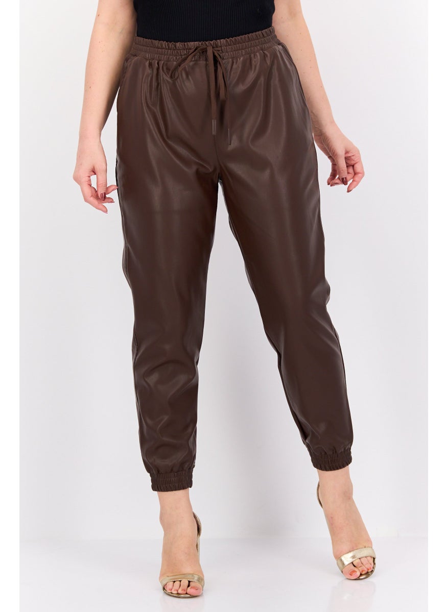 Women High Rise Solid Drawstring Jogger Pants, Brown - pzsku/ZC2C85EE61A1370F044BEZ/45/_/1737642289/30e035c9-f97c-43d0-9b04-1735b53ad331