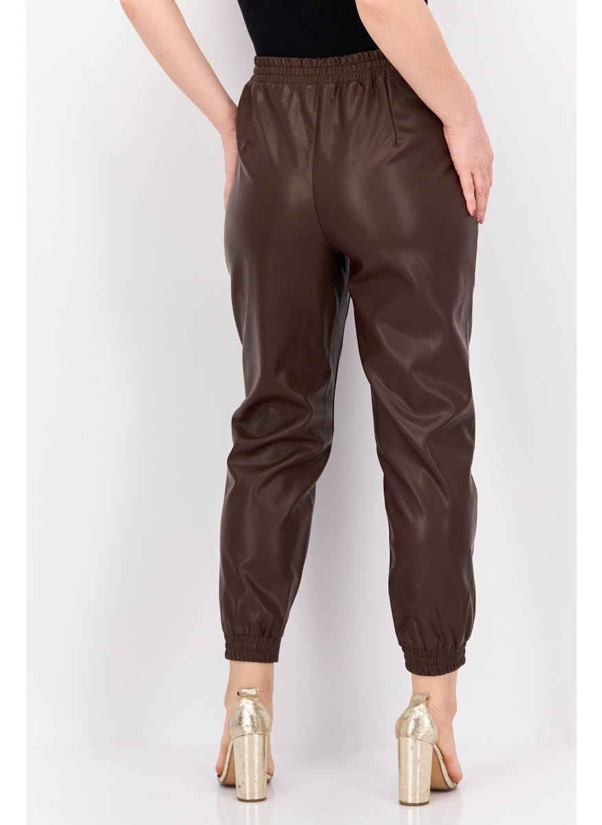 Women High Rise Solid Drawstring Jogger Pants, Brown - pzsku/ZC2C85EE61A1370F044BEZ/45/_/1737642289/649de53c-d3ba-4be5-a723-0f3a5b3e6228