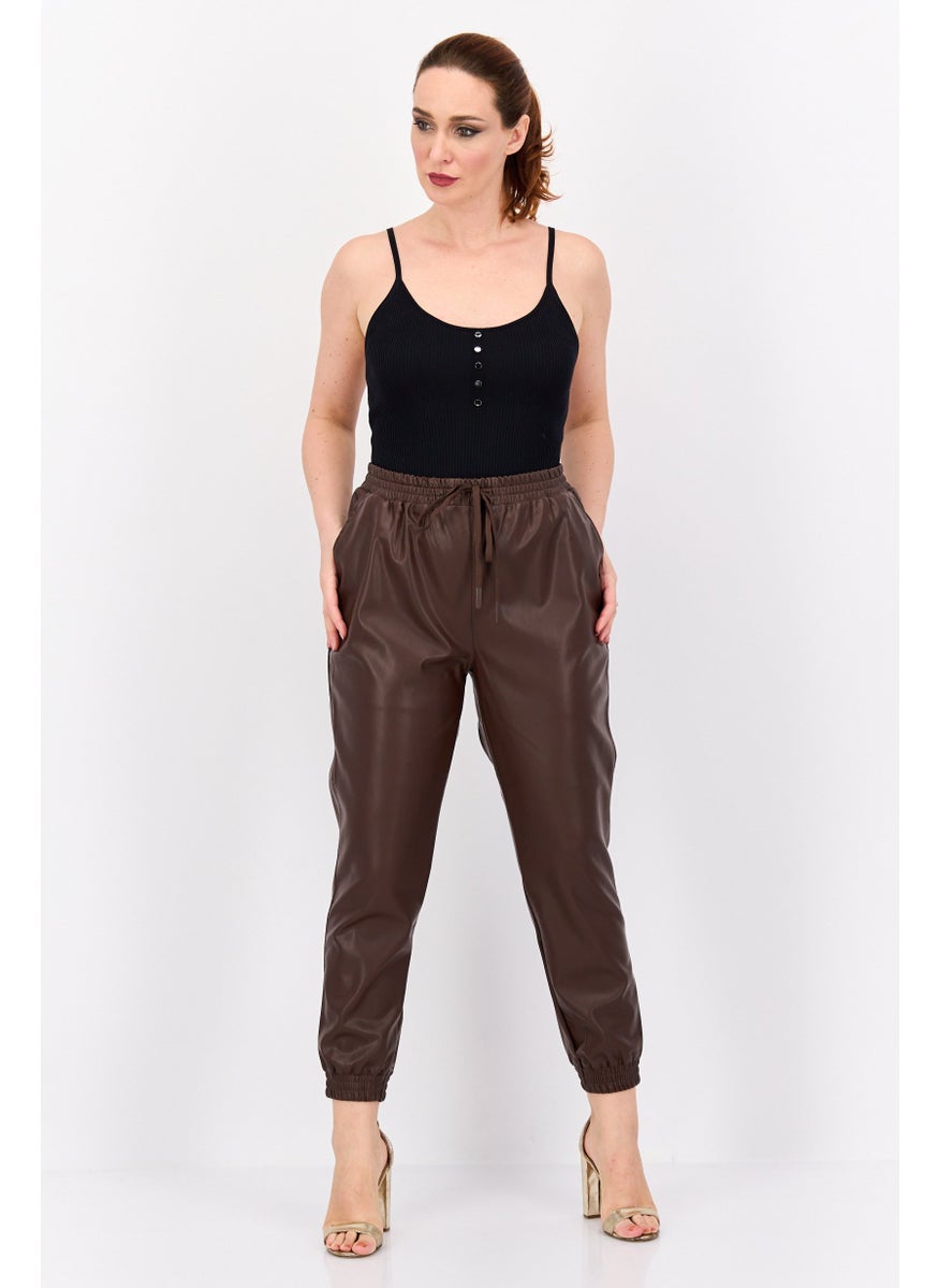 Women High Rise Solid Drawstring Jogger Pants, Brown - pzsku/ZC2C85EE61A1370F044BEZ/45/_/1737642291/068f9397-e9a8-4deb-b345-1d4138045852