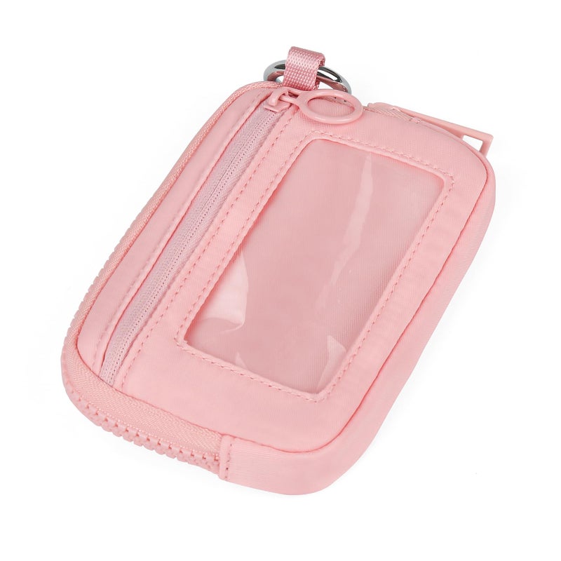 Didida The Iris Wallet Zip Card Case with ID Window Purses for Women Coin Purse with Zipper Mini Portable Keychain Wallet, Pink - Image 3