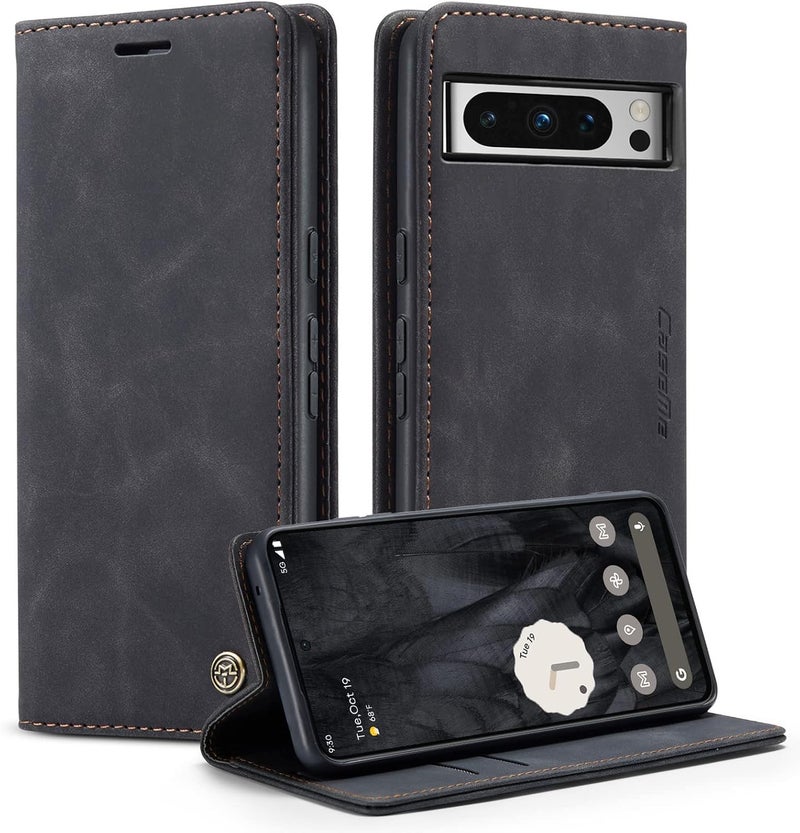 Cracedily for Google 8 Pro Case, Flip Wallet Leather Case with Card Holder Magnetic Closure Shockproof Kickstand Protective Phone Cases Cover for Google 8 Pro,Black - Image 1